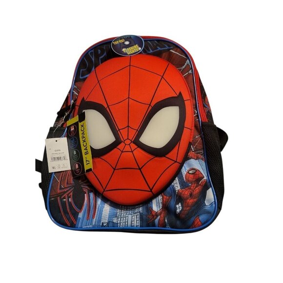 Marvel Spider-Man Mask Boy's Light-Up 17" Backpack, Black/Red, NWT - Picture 4 of 6